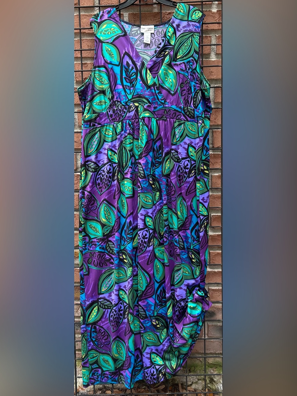 Kate & Mallory Purple and Teal Leaf-Print Dress